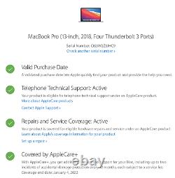 Apple 2018 13 MacBook Pro TB 2.3GHz i5 8GB 512GB, New screen and KB, AppleCare+