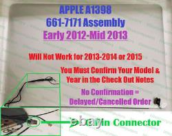 Apple MacBook Pro 15.4 A1398 Early 2013 Retina LCD Screen Assembly EMC 2673