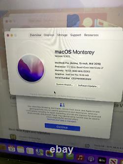Apple MacBook Pro 15 mid2015 Retina i7 2.2GHz 16GB 256GB Monterey Broken Screen