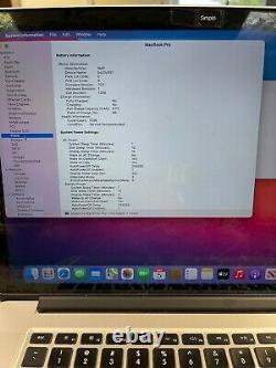 Apple MacBook Pro Retina 15 (2013) 2.0GHz i7 8GB 512GB Screen Wear / Battery